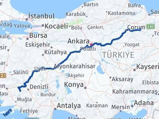 Amasya Karacasu Aydın Arası Kaç Km - Yol Haritası
