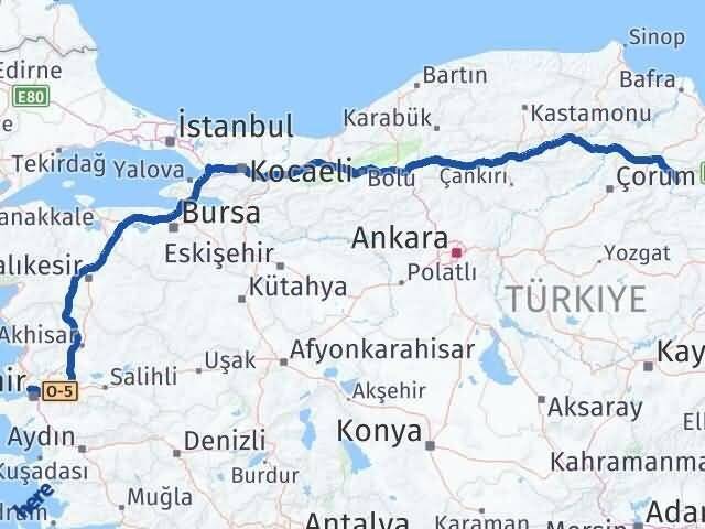 Amasya Karşıyaka İzmir Arası Kaç Km - Yol Haritası