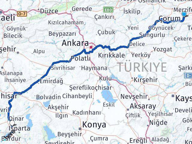 Amasya Keçiborlu Isparta Arası Kaç Km - Yol Haritası