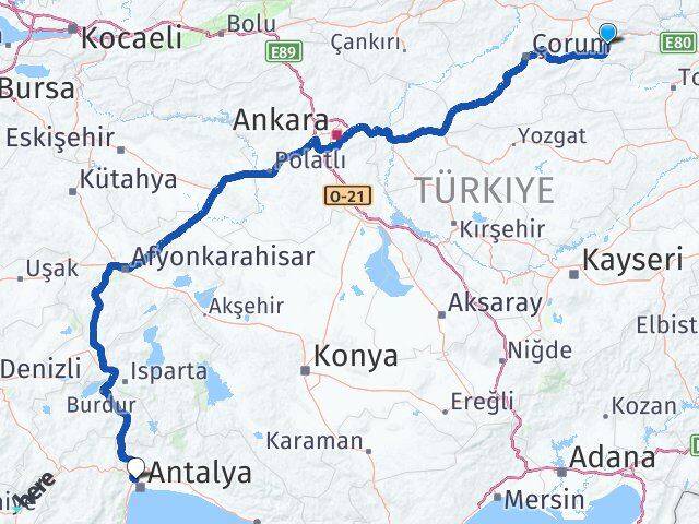 Amasya Kepez Antalya Arası Kaç Km - Yol Haritası