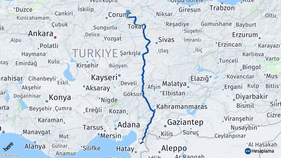 Amasya Kırıkhan Hatay Arası Kaç Km - Yol Haritası