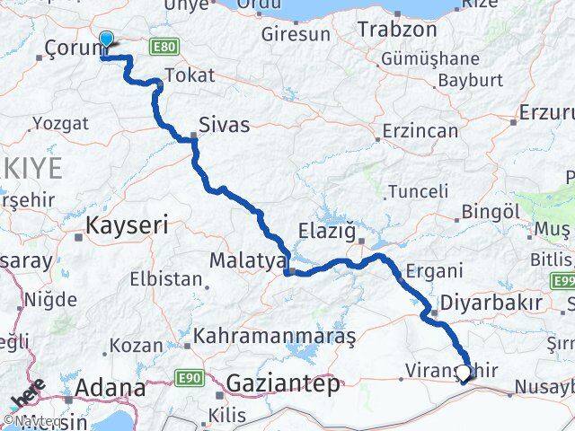 Amasya Kızıltepe Mardin Arası Kaç Km - Yol Haritası