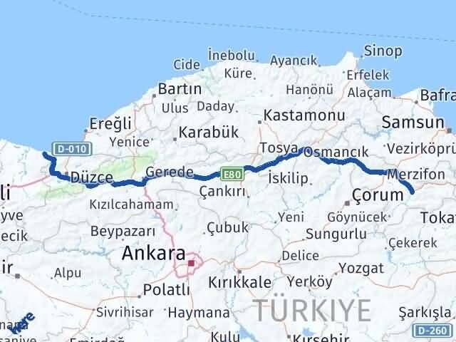 Amasya Kocaali Sakarya Arası Kaç Km - Yol Haritası