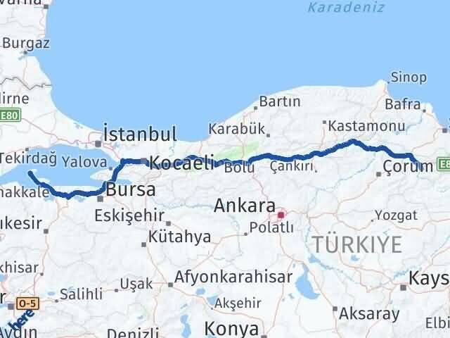 Amasya Marmara Balıkesir Arası Kaç Km - Yol Haritası