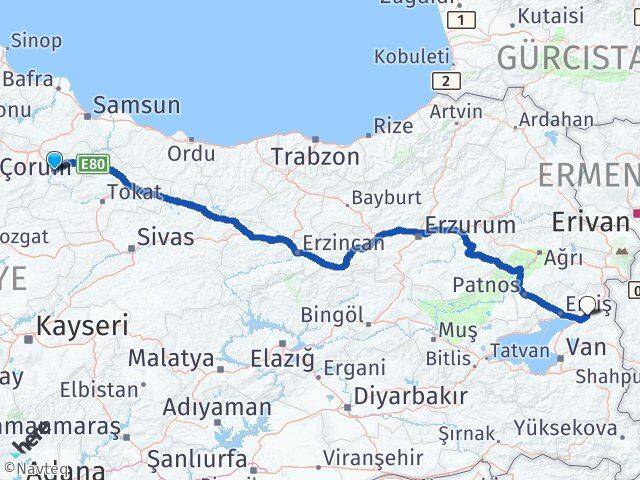 Amasya Muradiye Van Arası Kaç Km - Yol Haritası