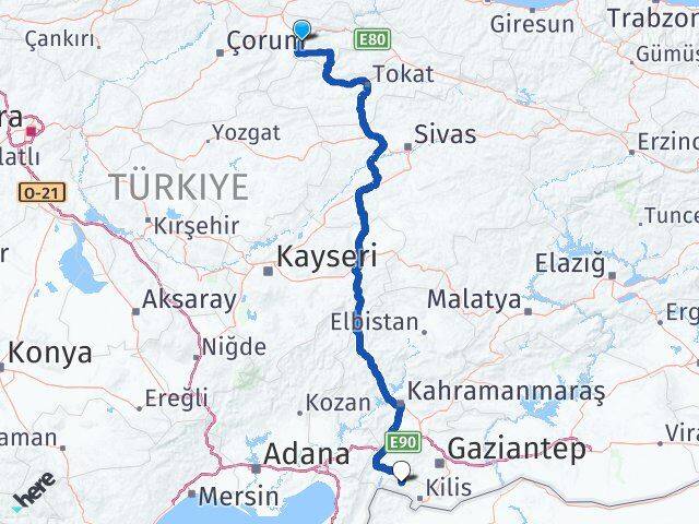 Amasya Musabeyli Kilis Arası Kaç Km - Yol Haritası