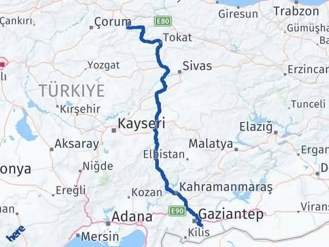 Amasya Oğuzeli Gaziantep Arası Kaç Km - Yol Haritası