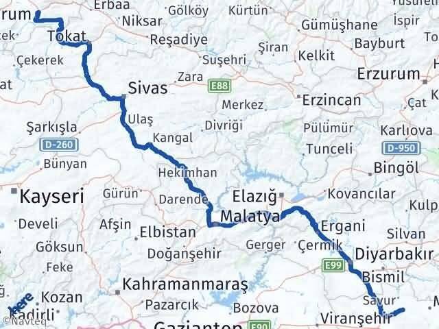 Amasya Ömerli Mardin Arası Kaç Km - Yol Haritası