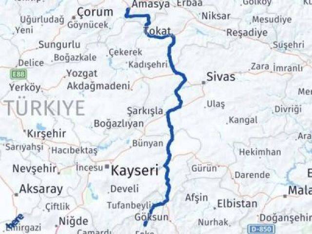 Amasya Saimbeyli Adana Arası Kaç Km - Yol Haritası