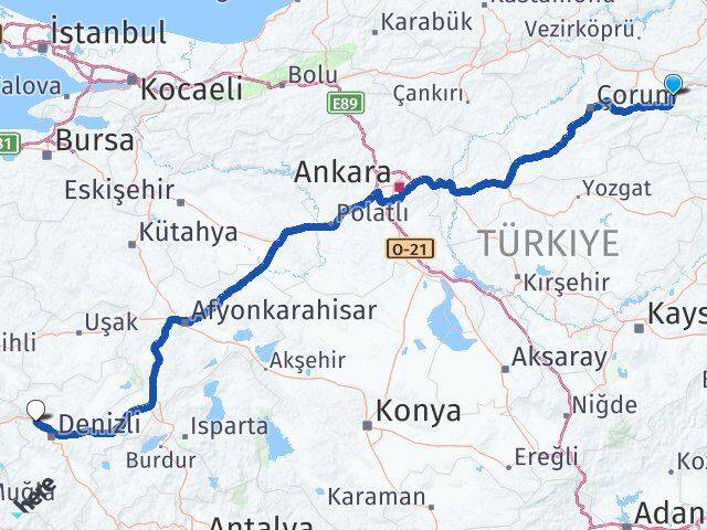 Amasya Sarayköy Denizli Arası Kaç Km - Yol Haritası