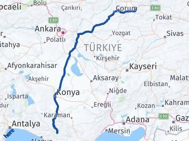 Amasya Sarıveliler Karaman Arası Kaç Km - Yol Haritası