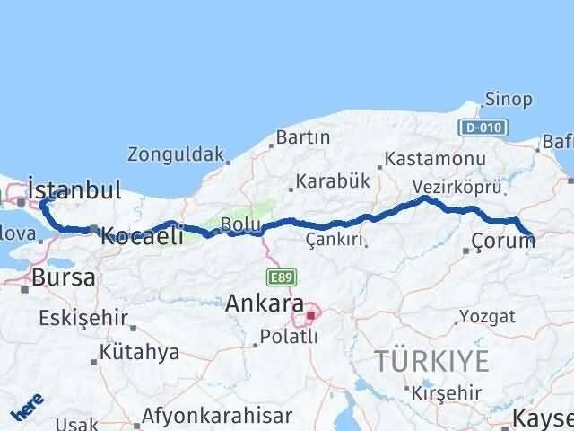 Amasya Şile İstanbul Arası Kaç Km - Yol Haritası