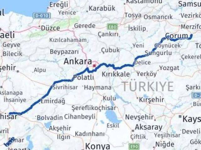 Amasya Sinanpaşa Afyonkarahisar Arası Kaç Km - Yol Haritası