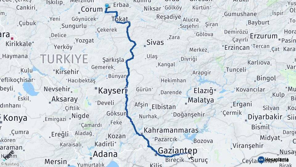 Amasya Suruç Şanlıurfa Arası Kaç Km - Yol Haritası