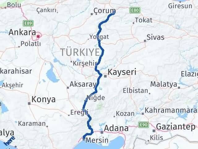Amasya Toroslar Mersin Arası Kaç Km - Yol Haritası