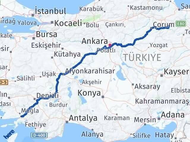 Amasya Ula Muğla Arası Kaç Km - Yol Haritası