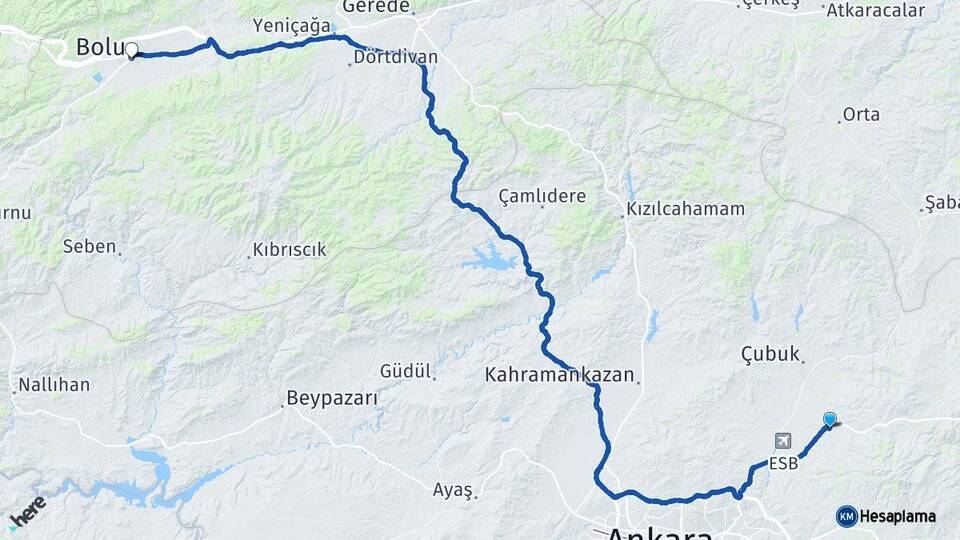 Ankara Akyurt Bolu Arası Kaç Km - Yol Haritası