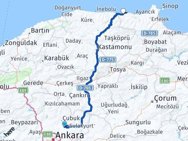 Ankara Akyurt Türkeli Sinop Arası Kaç Saat? Yol Haritası, Yakıt, Rota ve Mesafe Hesaplama Ankara Akyurt Türkeli Sinop Arası Kaç Km? Kaç Saat? Yol Haritası
