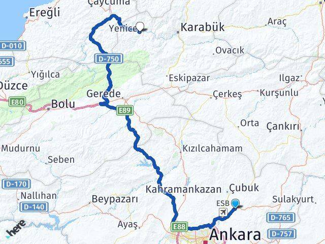 Ankara Akyurt Yenice Karabük Arası Kaç Saat? Yol Haritası, Yakıt, Rota ve Mesafe Hesaplama Ankara Akyurt Yenice Karabük Arası Kaç Km? Kaç Saat? Yol Haritası