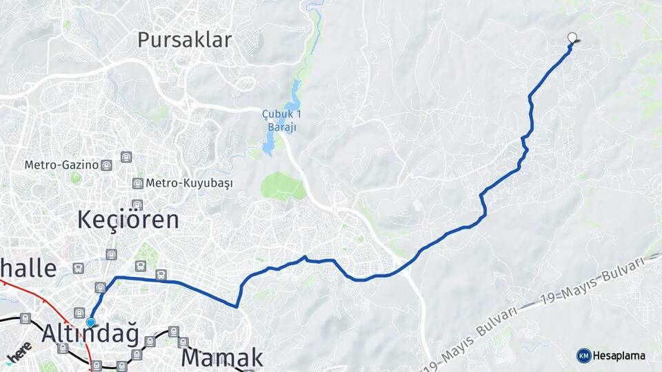 Ankara Altındağ Aydıncık Altındağ Arası Kaç Km - Yol Haritası