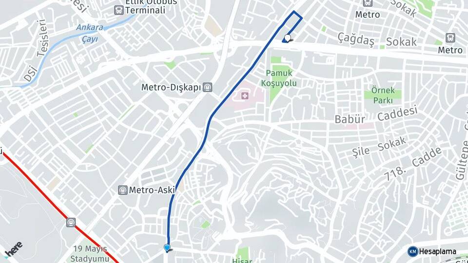 Ankara Altındağ Aydınlıkevler Altındağ Arası Kaç Km - Yol Haritası