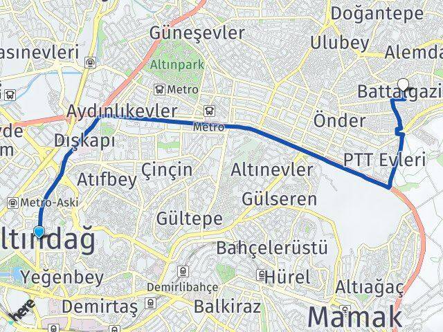 Ankara Altındağ Battalgazi Altındağ Arası Kaç Km - Yol Haritası