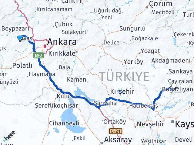 Ankara Ayaş Çandır Yozgat Arası Kaç Saat? Yol Haritası, Yakıt, Rota ve Mesafe Hesaplama Ankara Ayaş Çandır Yozgat Arası Kaç Km? Kaç Saat? Yol Haritası