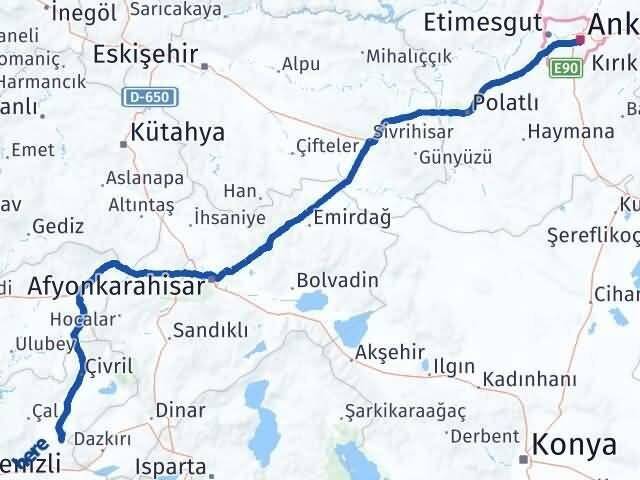 Ankara Baklan Denizli Arası Kaç Km - Yol Haritası