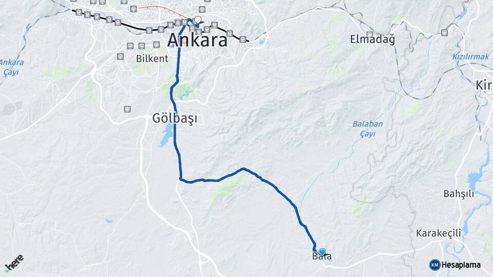 Ankara Bala Altındağ Arası Kaç Km - Yol Haritası