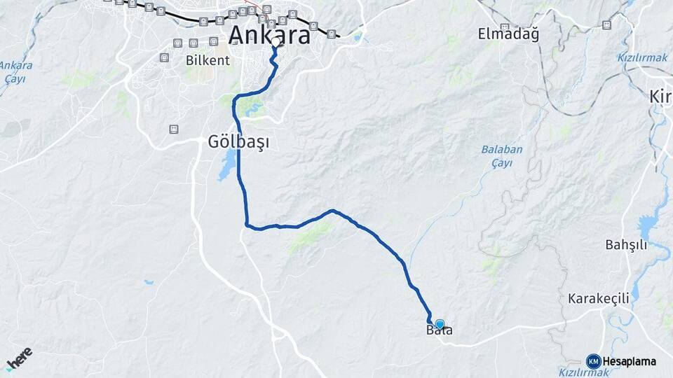 Ankara Bala Çankaya Arası Kaç Km - Yol Haritası