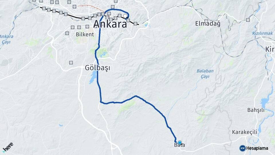 Ankara Bala Mamak Arası Kaç Km - Yol Haritası
