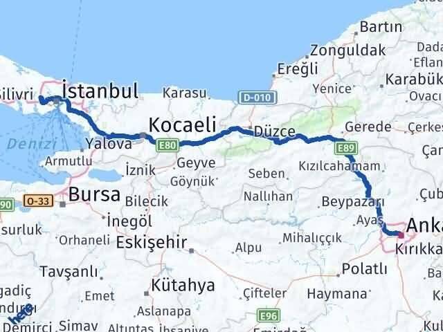 Ankara Başakşehir İstanbul Arası Kaç Km - Yol Haritası