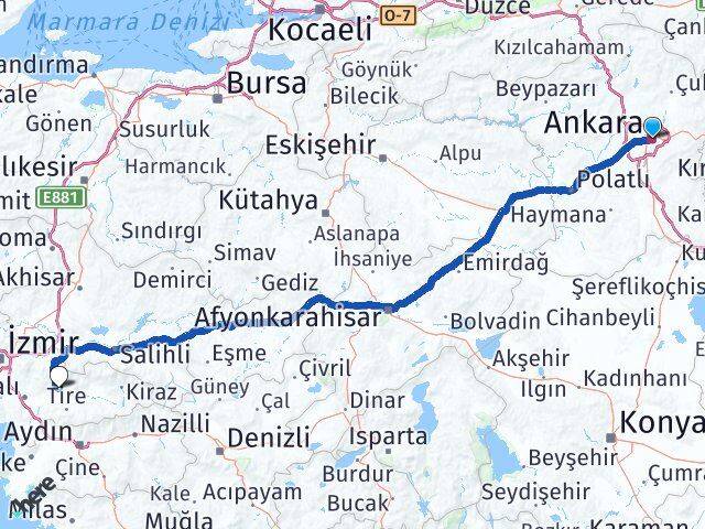 Ankara Bayındır İzmir Arası Kaç Km - Yol Haritası
