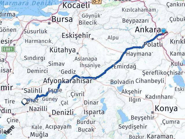 Ankara Beydağ İzmir Arası Kaç Km - Yol Haritası