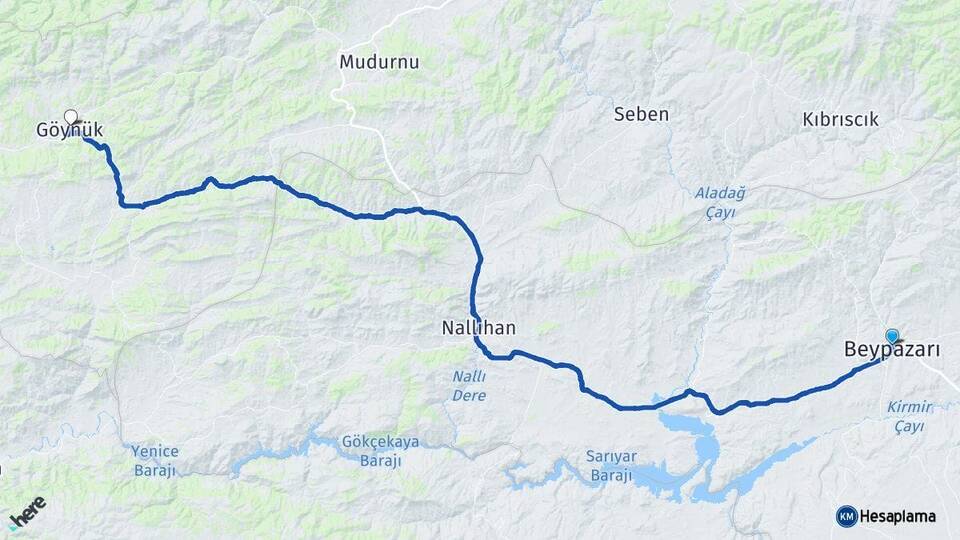 Ankara Beypazarı Göynük Bolu Arası Kaç Km - Yol Haritası