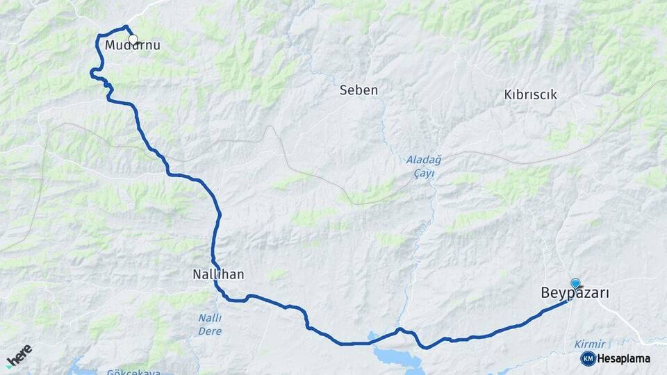 Ankara Beypazarı Mudurnu Bolu Arası Kaç Km - Yol Haritası