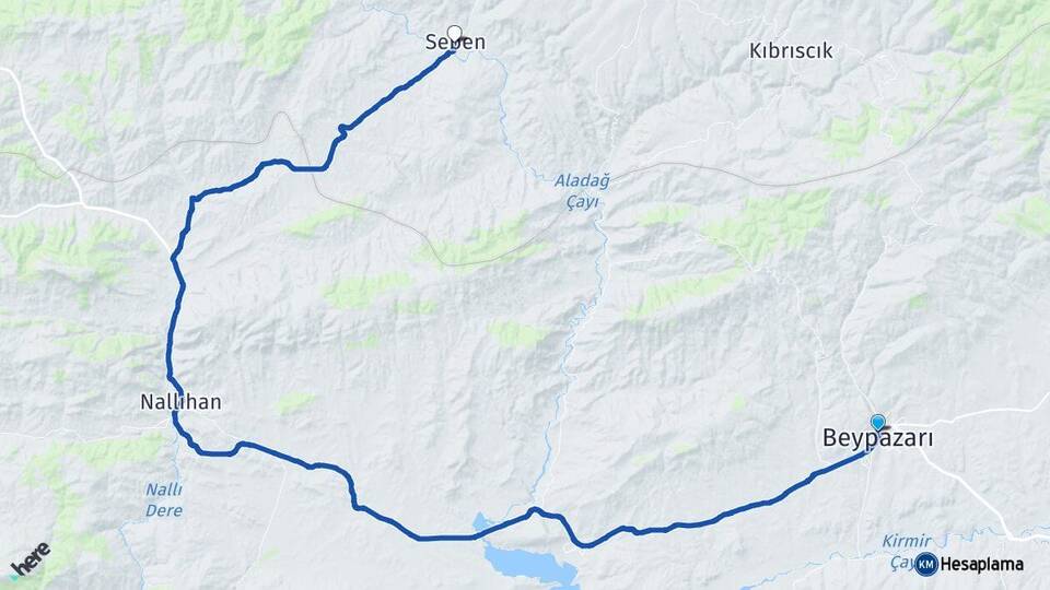 Ankara Beypazarı Seben Bolu Arası Kaç Km - Yol Haritası
