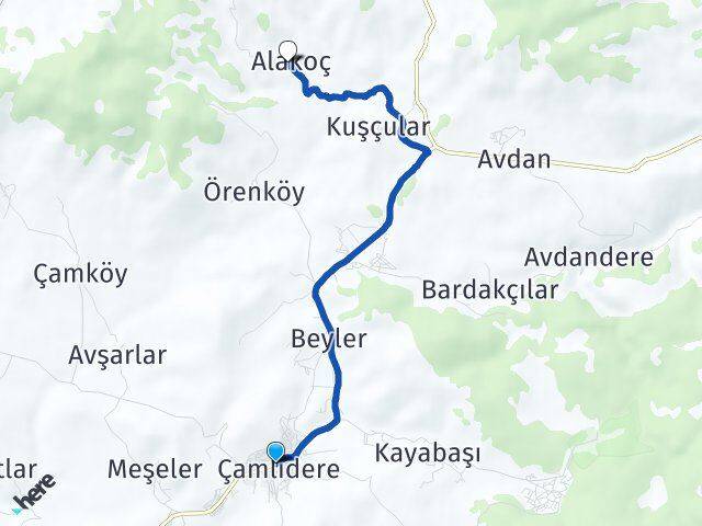 Ankara Çamlıdere Alakoç Çamlıdere Arası Kaç Km - Yol Haritası