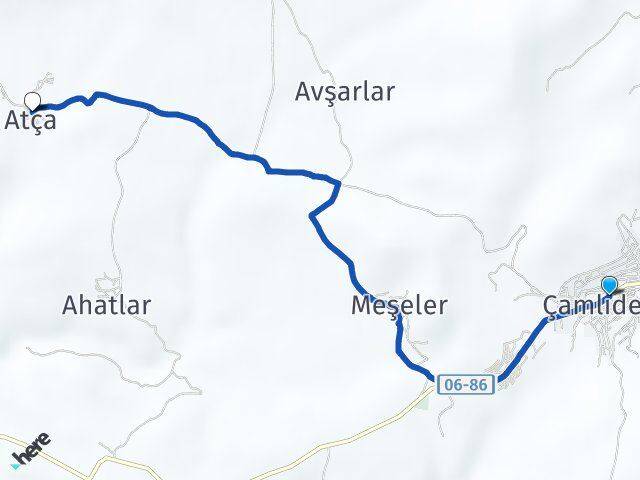 Ankara Çamlıdere Atça Çamlıdere Arası Kaç Km - Yol Haritası