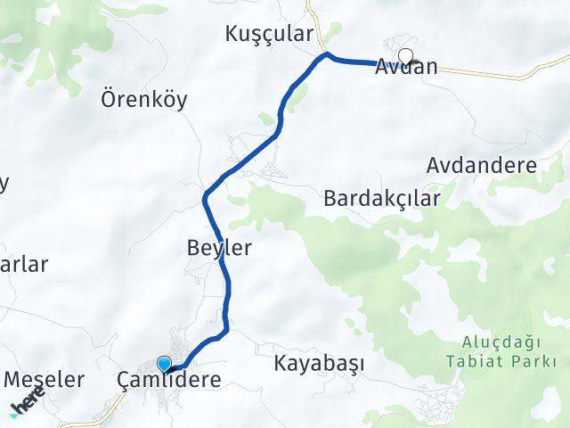 Ankara Çamlıdere Avdan Çamlıdere Arası Kaç Km - Yol Haritası