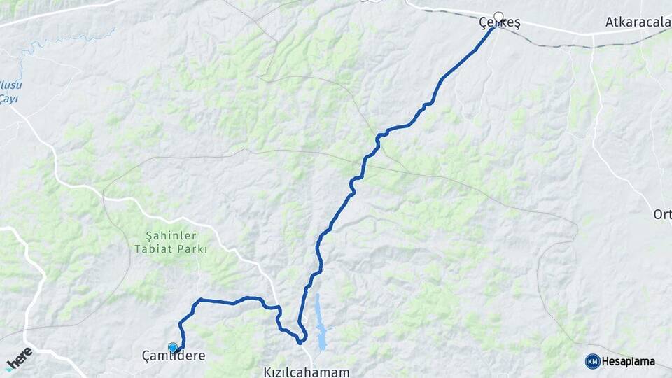Ankara Çamlıdere Çerkeş Çankırı Arası Kaç Km - Yol Haritası