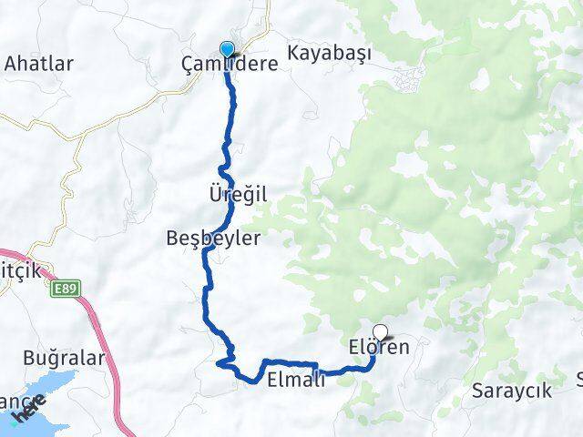 Ankara Çamlıdere Elören Çamlıdere Arası Kaç Km - Yol Haritası
