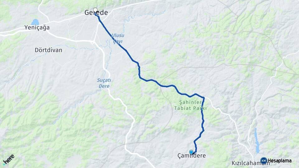 Ankara Çamlıdere Gerede Bolu Arası Kaç Km - Yol Haritası