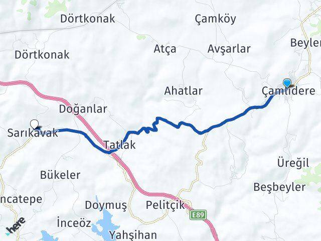 Ankara Çamlıdere Sarıkavak Çamlıdere Arası Kaç Km - Yol Haritası
