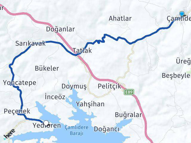 Ankara Çamlıdere Yediören Çamlıdere Arası Kaç Km - Yol Haritası