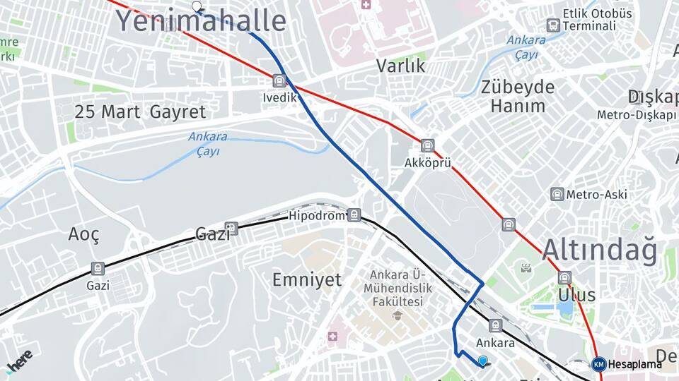 Ankara Çankaya Anıttepe Yenimahalle Arası Kaç Km - Yol Haritası
