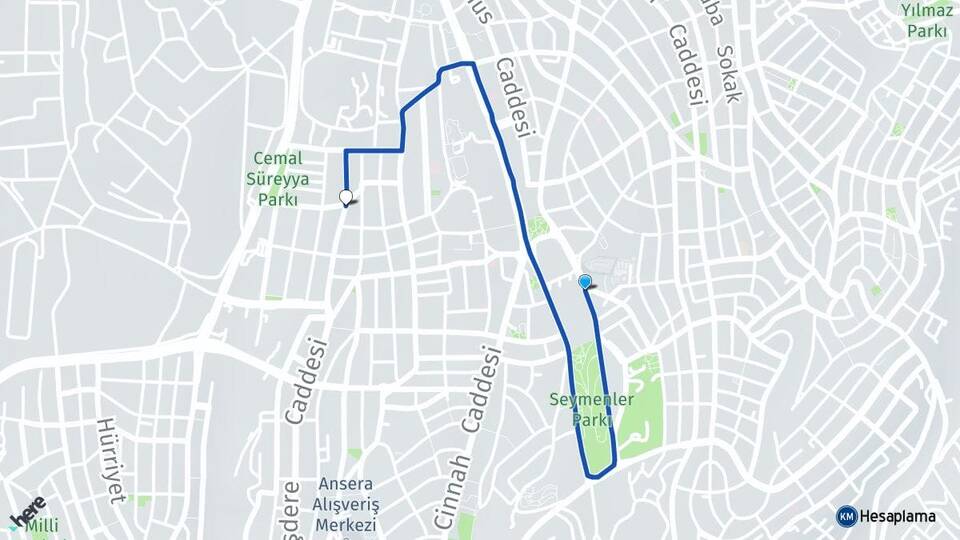 Ankara Çankaya Ayrancı Çankaya Arası Kaç Km - Yol Haritası