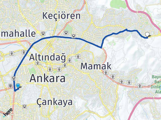 Ankara Çankaya Balgat Altındağ Arası Kaç Km - Yol Haritası