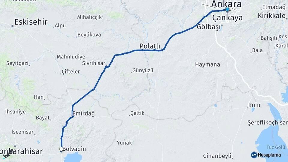 Ankara Çankaya Bolvadin Afyon Arası Kaç Saat? Yol Haritası, Yakıt, Rota ve Mesafe Hesaplama Ankara Çankaya Bolvadin Afyon Arası Kaç Km? Kaç Saat? Yol Haritası