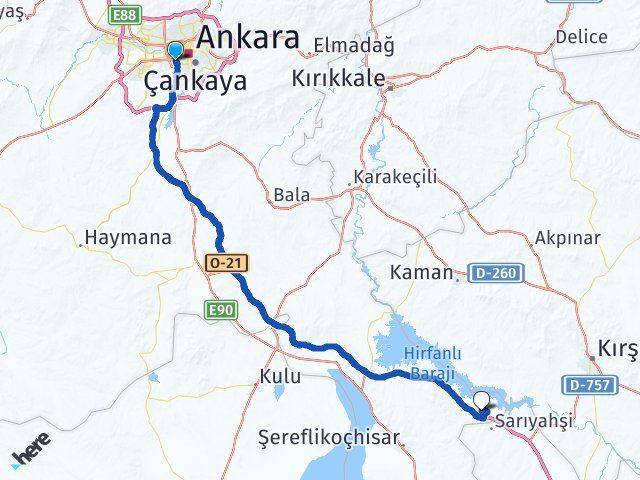 Ankara Çankaya Çukurambar Evren Arası Kaç Km - Yol Haritası